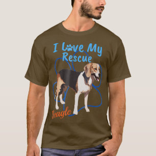 I Love My Rescue Beagle Cool Adopted Dog T-Shirt
