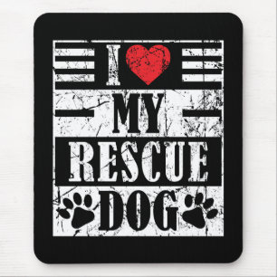 I Love My Rescue Dog Funny Vintage Pet Gift Mouse Mat