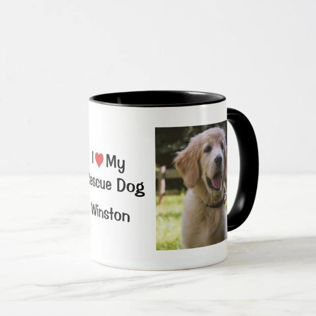 I Love my Rescue Dog | name and photo  Coffee Mug (Front Right)