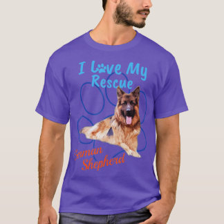 I Love My Rescue German Shepherd Cool Adopted Dog  T-Shirt