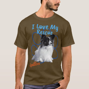I Love My Rescue Papillon Cool Adopted Dog T-Shirt