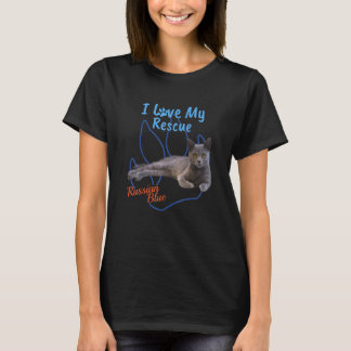 I Love My Rescue Russian Blue Cool Adopted Cat  T-Shirt