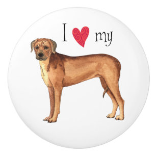 I Love my Rhodesian Ridgeback Ceramic Knob