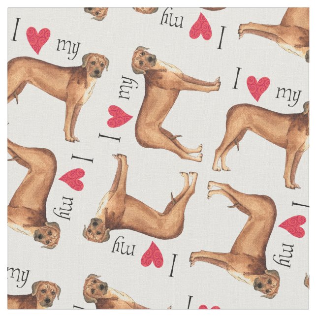 I Love my Rhodesian Ridgeback Fabric (Close Up)
