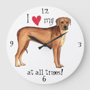 I Love my Rhodesian Ridgeback Large Clock