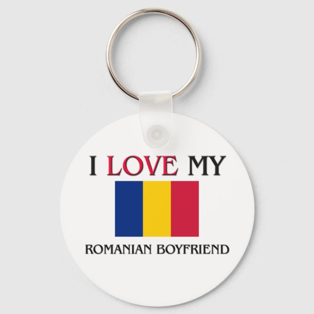I Love My Romanian Boyfriend Key Ring (Front)
