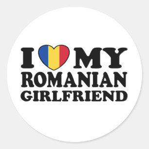 I Love My Romanian girlfriend Classic Round Sticker