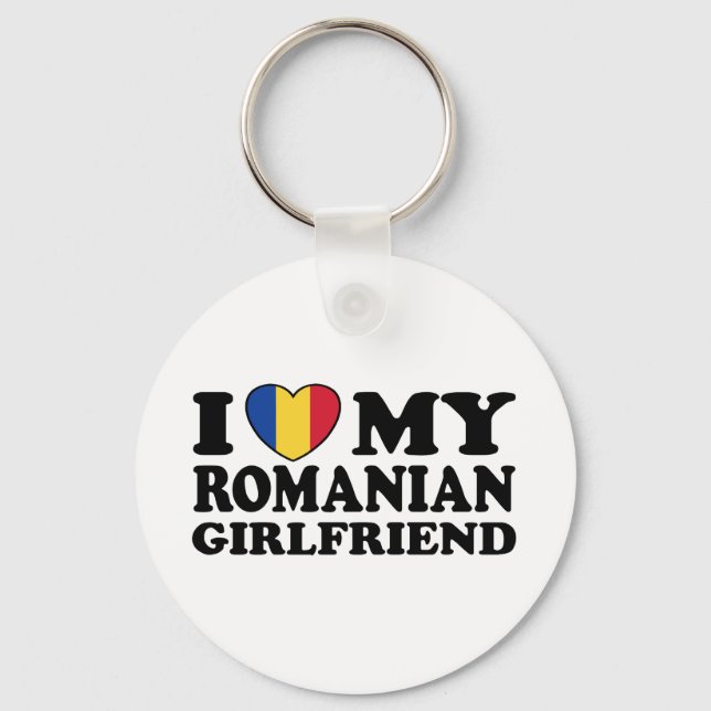 I Love My Romanian girlfriend Key Ring (Front)