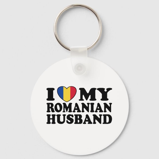 I Love My Romanian Husband Key Ring (Front)