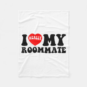 I Love My Roomate Heart Funny Party Gifts Valentin Fleece Blanket