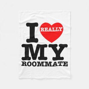 I Love My Roomate Heart Funny Party Gifts Valentin Fleece Blanket