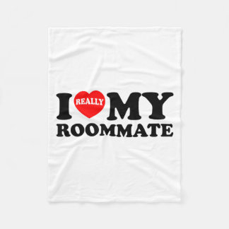 I Love My Roomate Heart Funny Party Gifts Valentin Fleece Blanket