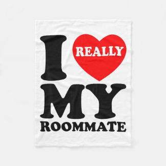 I Love My Roomate Heart Funny Party Gifts Valentin Fleece Blanket