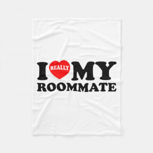 I Love My Roomate Heart Funny Party Gifts Valentin Fleece Blanket