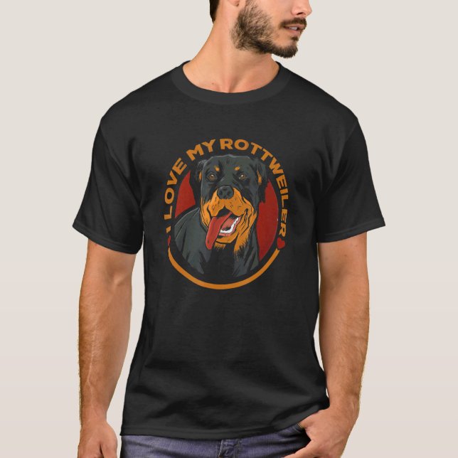 I Love My Rottweiler Dog Owner Heart Rottie T-Shirt (Front)