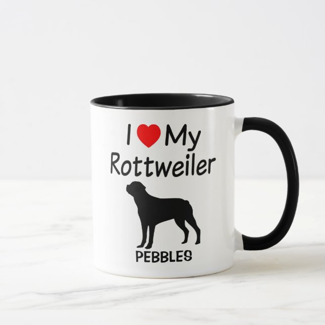 I Love My Rottweiler Dog Silhouette Mug (Right)