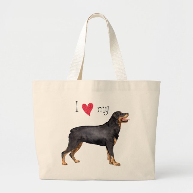 I Love my Rottweiler Large Tote Bag (Front)