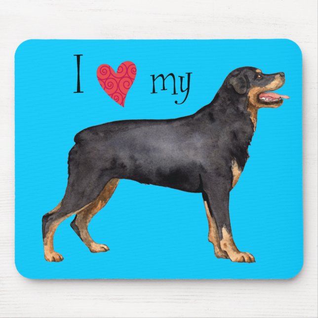 I Love my Rottweiler Mouse Mat (Front)