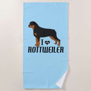 I Love My Rottweiler Rottie Dog Beach Towel