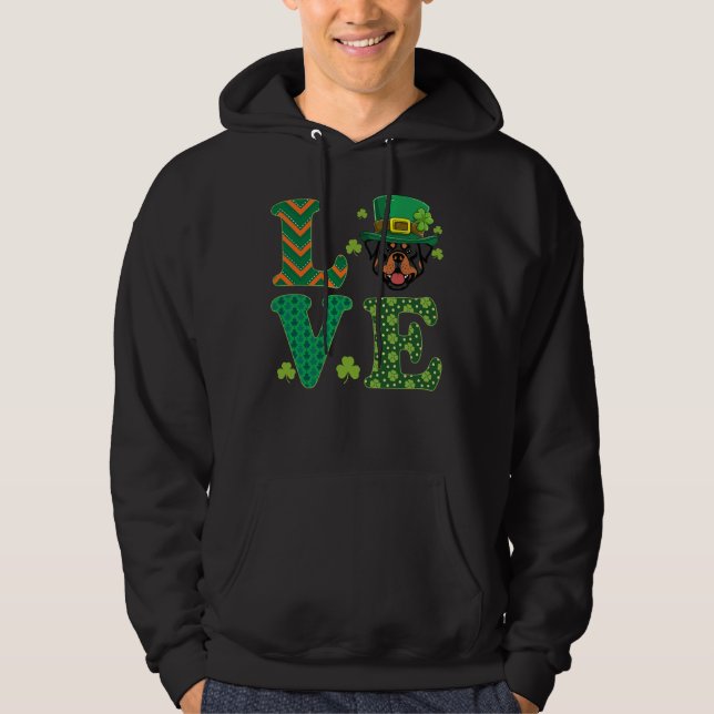 I Love My Rottweiler St Patricks Day Dog Lover Hoodie (Front)