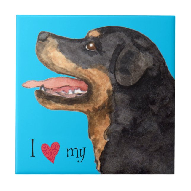 I Love my Rottweiler Tile (Front)