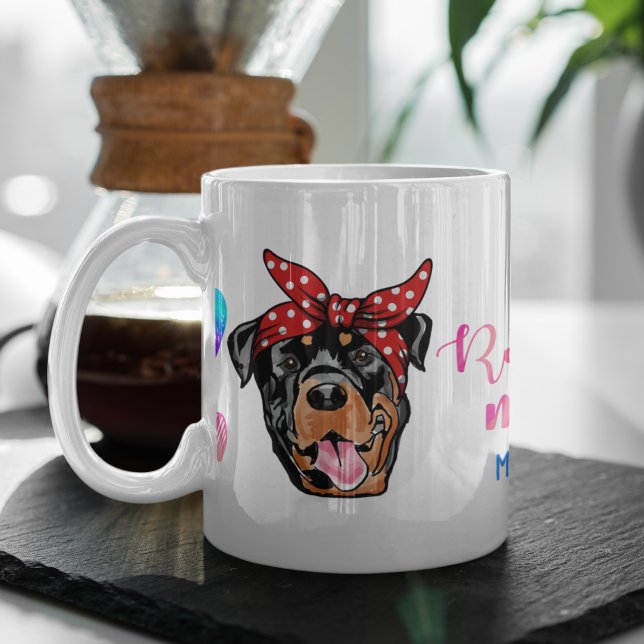 I Love My Rottweilers Dog Pet Glowing Heart Coffee Mug (Creator Uploaded)