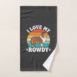 I Love My Rowdy Sheltie Retro Dog Hand Towel