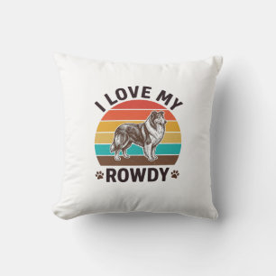 I Love My Rowdy Vintage Collie Dog Design_1 Cushion