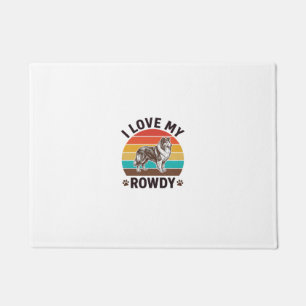 I Love My Rowdy Vintage Collie Dog Design_1 Doormat
