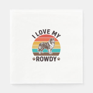 I Love My Rowdy Vintage Collie Dog Design_1 Napkin