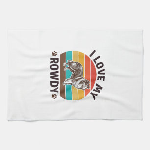 I Love My Rowdy Vintage Collie Dog Design_1 Tea Towel