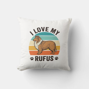 I Love My Rufus Vintage Dog Design_1 Cushion
