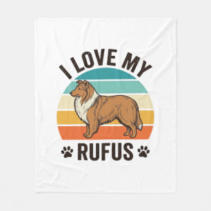 I Love My Rufus Vintage Dog Design_1 Fleece Blanket