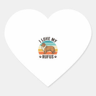 I Love My Rufus Vintage Dog Design_1 Heart Sticker
