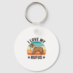 I Love My Rufus Vintage Dog Design_1 Key Ring