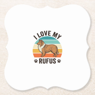 I Love My Rufus Vintage Dog Design_1 Paper Coaster