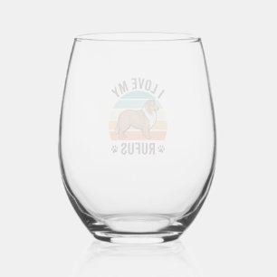 I Love My Rufus Vintage Dog Design_1 Stemless Wine Glass