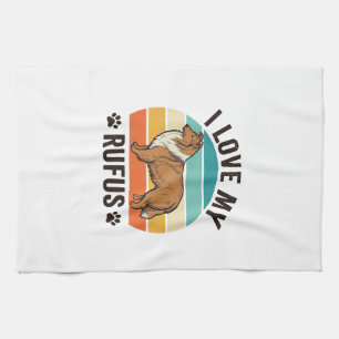 I Love My Rufus Vintage Dog Design_1 Tea Towel