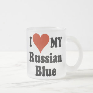 I Love My Russian Blue Frosted Coffee Mug