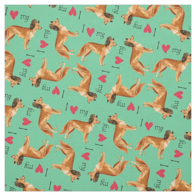 I Love my Russian Toy Fabric (Swatch)