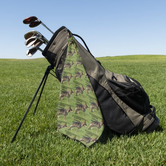 I love my sable german shepherd golf towel (Green)