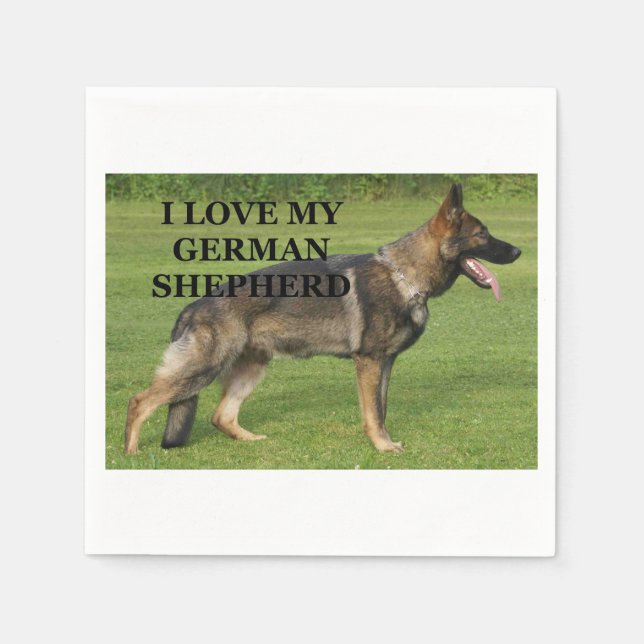 I love my sable german shepherd napkin (Front)