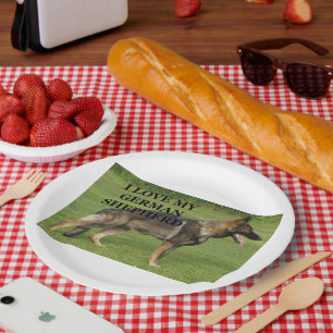 I love my sable german shepherd paper plate