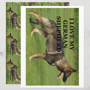 I love my sable german shepherd scrapbook paper