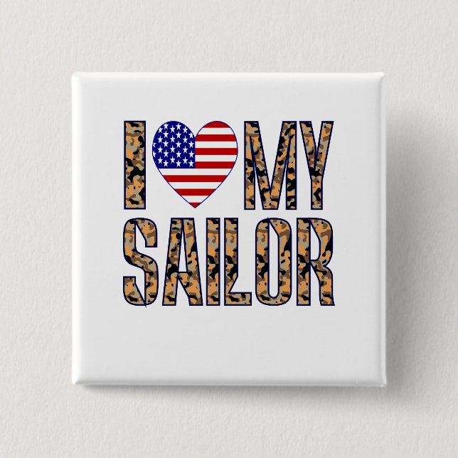 I Love My Sailor 15 Cm Square Badge (Front)