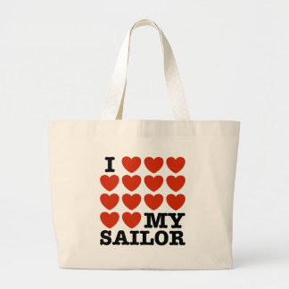 I Love My Sailor Large Tote Bag