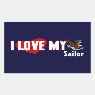 I Love My Sailor Rectangular Sticker