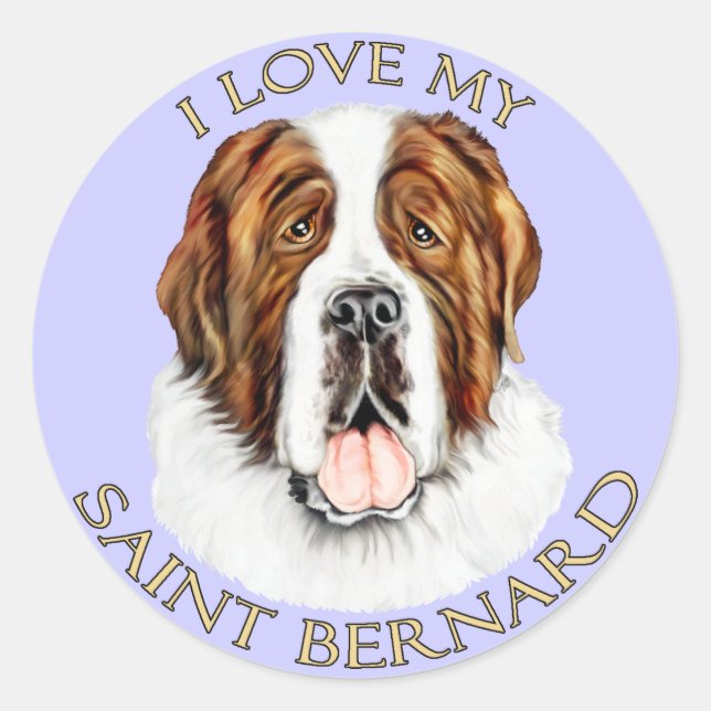 I Love my Saint Bernard Classic Round Sticker (Front)