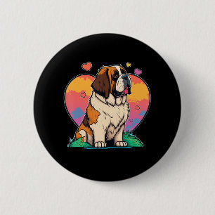 I Love My Saint St Bernard Dog 6 Cm Round Badge