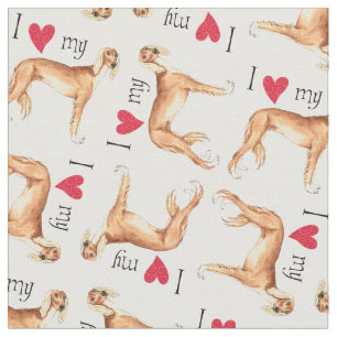 I Love my Saluki Fabric